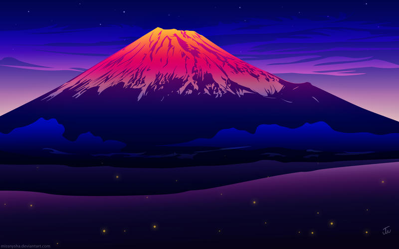 De Fuji kleurt oranje